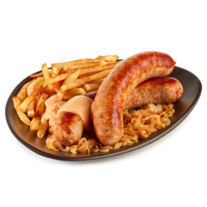 Bratwurst mit Pommes
