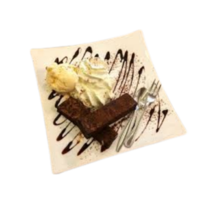 Brownie mit Vanilleeis