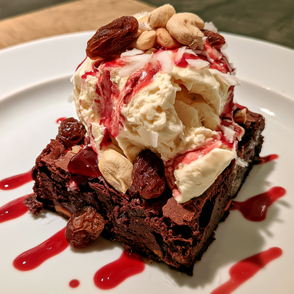 Brownie mit Vanilleeis